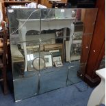 AN ART DECO STYLE MIRROR 100cm wide(damaged)