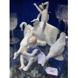TWO LLADRO COLLECTOR'S DISPLAY PLAQUES, two Nao geese and similar ceramics