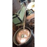 A COPPER PRESERVING PAN AND A COPPER HOTWATER BEDWARMING PAN