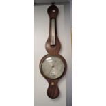 A 19TH CENTURY MAHOGANY WHEEL BAROMETER, the silvered dial inscribed, 'Septimus MIles Ludgate Str Lo