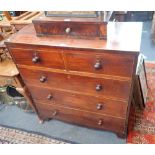 A 19TH CENTURY MAHOGANY CHEST OF DRAWERS, 96cm wide