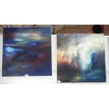 THREE CONTEMPORARY SEA AND LANDSCAPES, various artists, oil on canvas, largest height 61cm