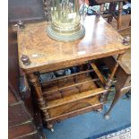 A VICTORIAN FIGURED WALNUT CANTERBURY/WHAT-NOT, 87cm high x 58cm wide