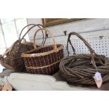 A COLLECTION OF WICKER and similar baskets