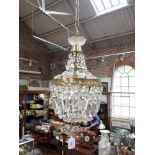 A CUT GLASS BAG CHANDELIER