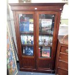 A 19TH CENTURY CONTINENTAL GLAZED MAHOGANY DISPLAY CABINET, 176cm high x 103cm high