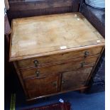 A FIGURED WALNUT CABINET, fitted two drawers with cupboards beneath, 76cm high x 65cm wide