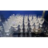 WATERFORD; A COLLECTION OF DRINKING GLASSES and six similar tumblers (not marked)