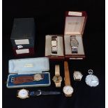 A COLLECTION OF GENTLEMAN'S WRISTWATCHES, and a pocket watch, to include a "J.W Benson London" vinta