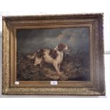 T. S. DRYDEN, A RETRIEVER IN A WILD LANDSCAPE, oil on canvas, signed and dated 1880, height 31cm
