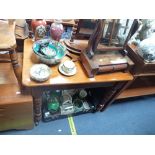 A VICTORIAN CHILD'S COUNTRY STYLE CHAIR and a mahogany table (2)