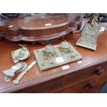 A VICTORIAN STYLE BRASS INK STAND and similar items