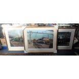 TERENCE CUNEO, THREE LIMITED EDITION RAILWAY PRINTS, STORM OVER SOUTHALL SHED, THE GOLDEN ARROW