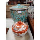 A JAPANESE LIDDED BOWL, 16cm dia and a Chinese pot and cover, 29cm dia. (2)