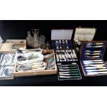 A COLLECTION OF SILVER PLATE, cutlery and similar items