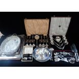 A QUANTITY OF SILVER PLATE to include cutlery