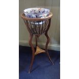 AN EDWARDIAN SHERATON REVIVAL PLANT STAND 93cm high