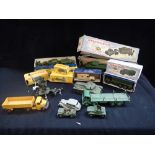 A DINKY SUPERTOYS GIFT SET, 698, Tank with transporter (boxed) and similar Dinky toys, some boxed, b