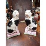 A PAIR OF VICTORIAN STYLE STAFFORDSHIRE CATS