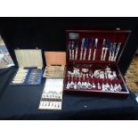 A CANTEEN OF SILVER PLATED KING'S PATTERN CUTLERY and three smaller cases of cutlery