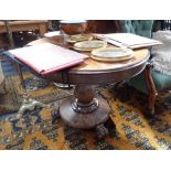 A VICTORIAN MAHOGANY PEDESTAL TABLE, 92cm dia