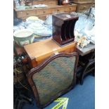 AN OAK DRAW LEAF TABLE, a chair, small items if furniture, a hat box and sundries (as lotted)
