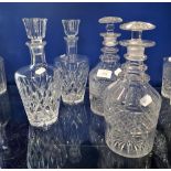 A PAIR OF 19TH CENTURY CUT GLASS DECANTERS and a later pair (4)