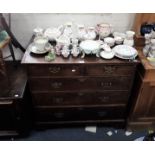 A GEORGE III COUNTRY STYLE OAK CHEST OF DRAWERS. height 92cm, width 96cm