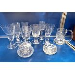 A COLLECTION OF DARTINGTON GLASS GOBLETS, with engraved initials and others similar