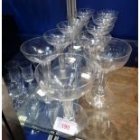 ELEVEN CHAMPAGNE GLASSES with cut hollow stems