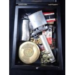 A STANLEY LONDON POCKET COMPASS and a collection of sundries