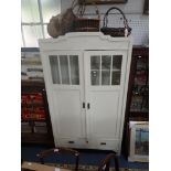 A VIENNESE STYLE PAINTED WARDROBE with glazed panels, circa 1910, 193cm high x 110cm wide