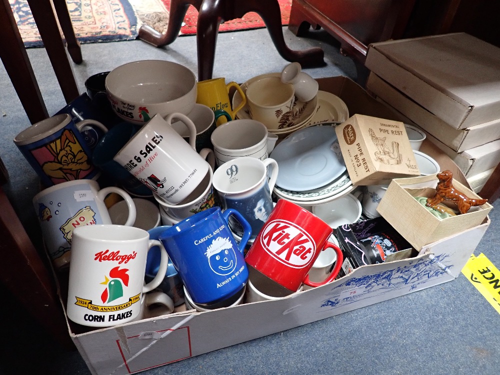 A COLLECTION OF ADVERTISING MUGS and ceramics