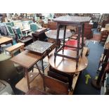 A VICTORIAN CARVED OCCASIONAL TABLE , three similar and a magazine rack (5)