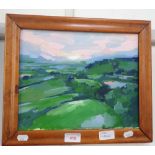 DORSET LANDSCAPE, contemporary, oil sketch on board, height 25cm