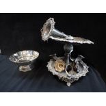 A VICTORIAN SILVER PLATED CENTREPIECE (examine) and a plated bowl (2)