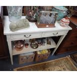 A WHITE PAINTED GEORGIAN STYLE SERVING TABLE, width 120cm