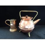 BENHAM & FROUD; A COPPER KETTLE WITH BRASS FITTINGS