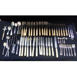 A COLLECTION OF PLATED FISH KNIVES AND FORKS