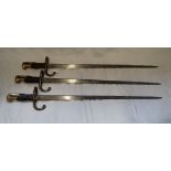 THREE 19TH CENTURY FRENCH BAYONETS