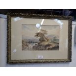 A VICTORIAN WATERCOLOUR OF A MOUNTAINOUS SCENE