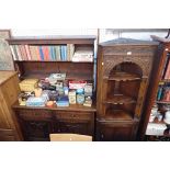 AN OAK DRESSER WITH LINENFOLD PANELLING