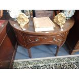 A GEORGE III STYLE MAHOGANY DEMI-LUNE SIDEBOARD