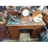 AN EDWARDIAN MAHOGANY AND SATINWOOD INLAID DESK