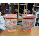 A PAIR OF MID 20TH CENTURY POTTERY LAMPS