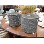 A PAIR OF ENGLISH RENAISSANCE STYLE CAST LEAD GARDEN PLANTERS