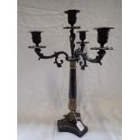 A FOUR SCONCE PATINATED BRONZE EMPIRE STYLE CANDELABRA