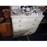 A VICTORIAN PAINTED PINE CHEST OF DRAWERS
