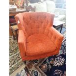 A VICTORIAN EASY CHAIR STAMPED TROLLOPE & SONS