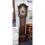 AN OAK CASED GRANDMOTHER CLOCK